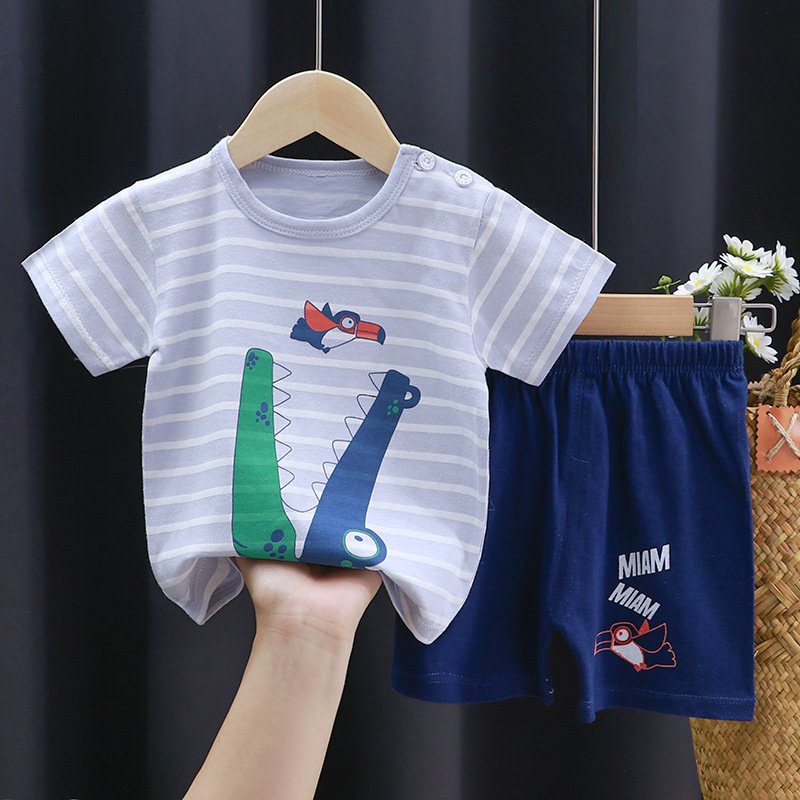RTS Hight Quality Summer Baby Clothing Sets Children's tshirts Suit Cotton Boy short sleeve custom t shirt With Pants Kids Sets