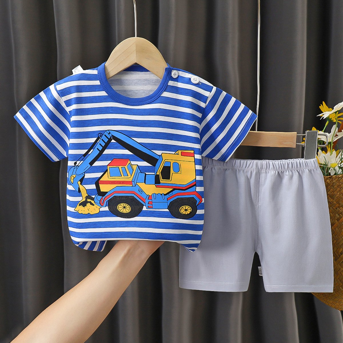 RTS Hight Quality Summer Baby Clothing Sets Children's tshirts Suit Cotton Boy short sleeve custom t shirt With Pants Kids Sets