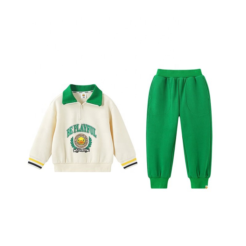 B.Duck 400gsm Thicker Cotton Boys Clothing Set Warmer Sweatsuit and Sweatpants for Winter Comfortable Baby Clothes