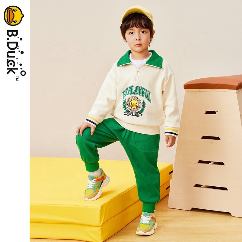 B.Duck 400gsm Thicker Cotton Boys Clothing Set Warmer Sweatsuit and Sweatpants for Winter Comfortable Baby Clothes
