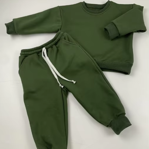 Baby Kids Winter Warm Sweatshirt and Pants Sets Boys Girls Long Sleeved Crew-necks and Loose Jogger 2 pieces Outfits