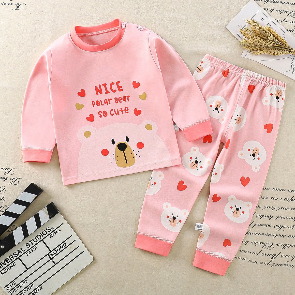 Wholesale Custom Fashion Kids Girls Terno Pyjamas 100% Cotton high quality Cute Animal pattern Pyjamas Set