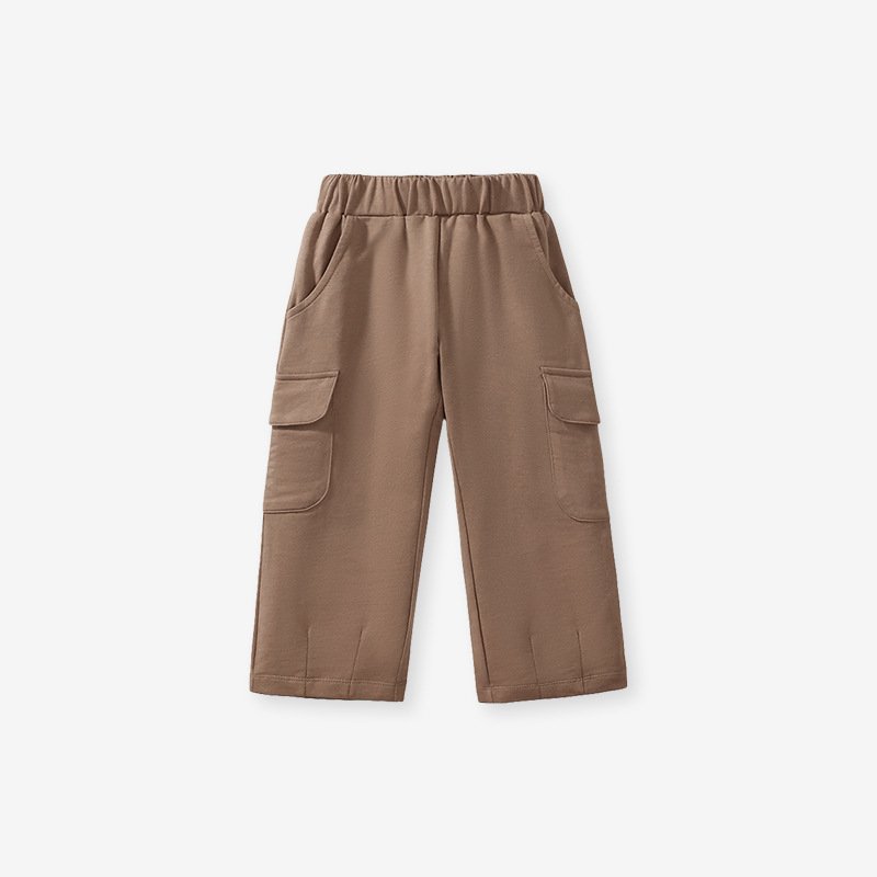Children's Cotton Suit Light Brown Top+Brown Pant 2 Pcs Sets Kids Suits Boys Children's Clothing Casual Toddler Clothing