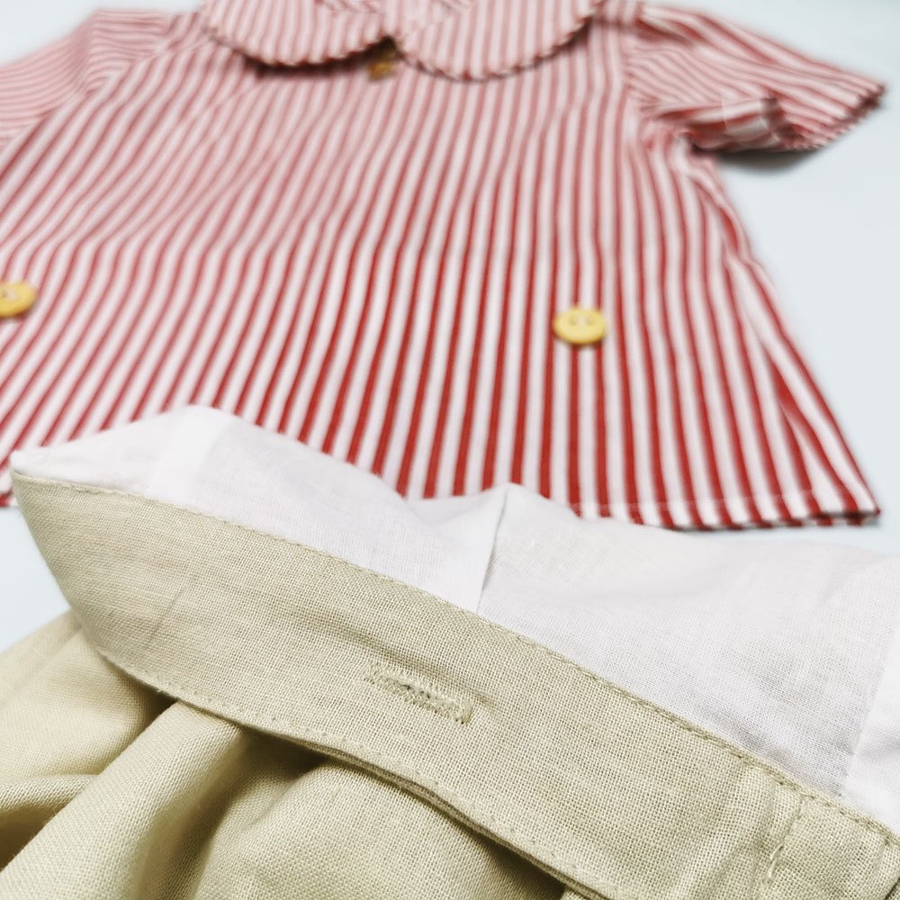 Spanish Kids Clothes Set Summer Children Striped Cotton Shirt Shorts Pants Baptism Outfits Boutique Clothing Suit