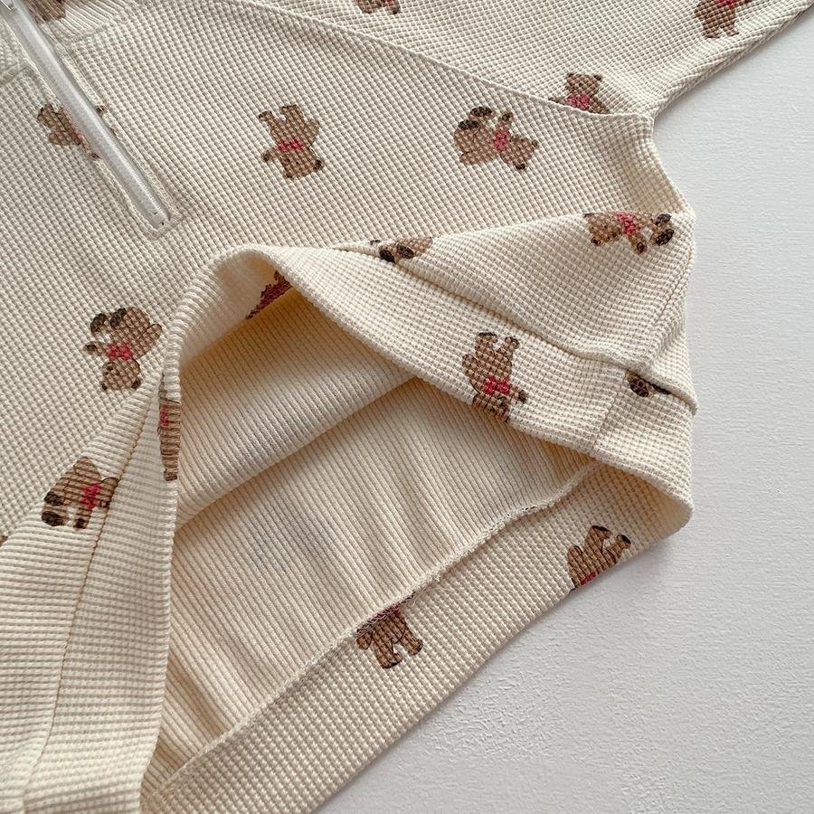 Spring and Autumn Infant Printed Casual Set Waffle Boys Girls Tops Pants 2 Pieces Suit Fashion Baby Clothes