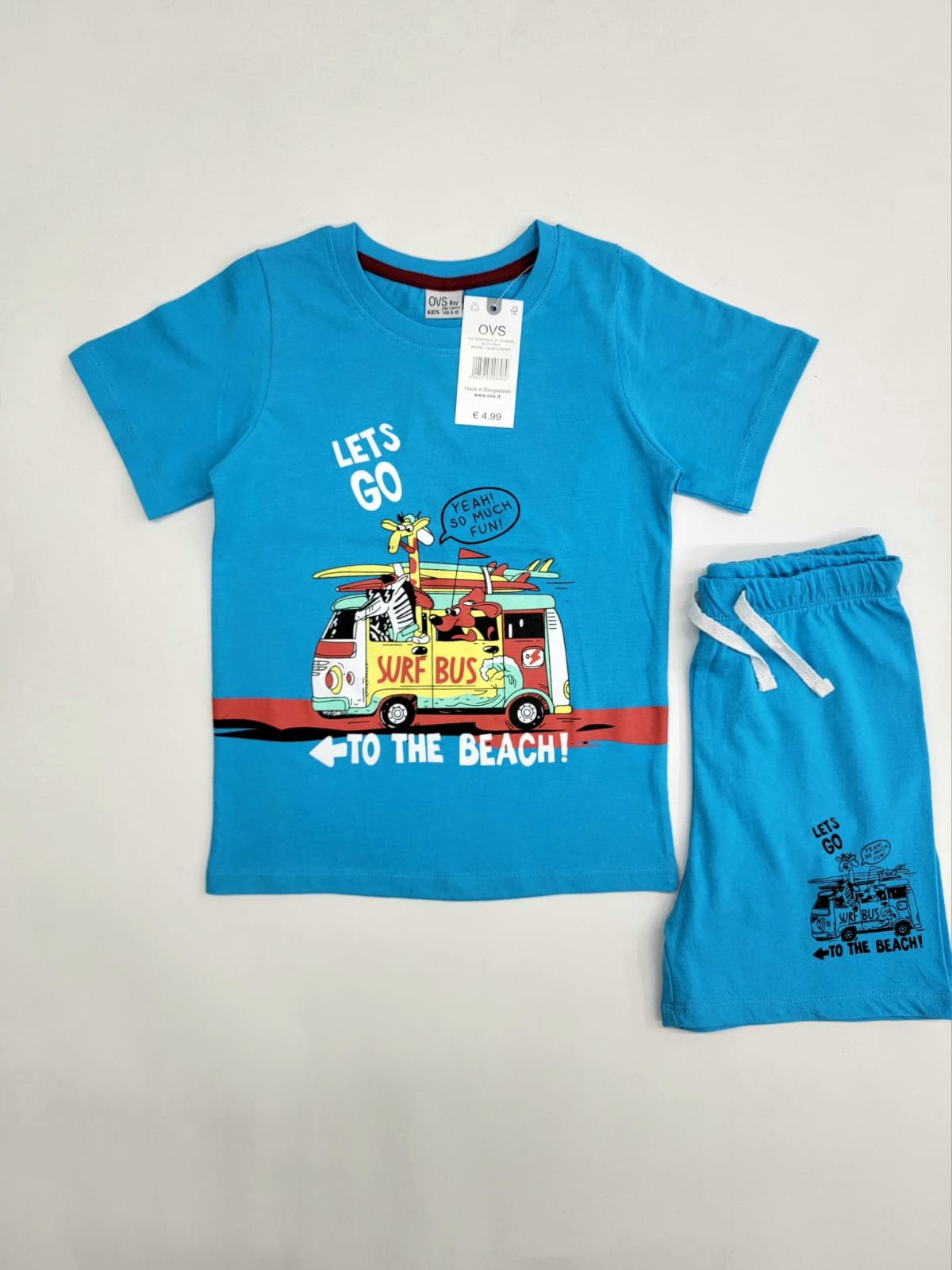 Leftover Garments Surplus Apparels Branded Labels Boys Kids Crew Neck Summer Cotton T Shirts Short Pyjamas Set Bangladesh Stock