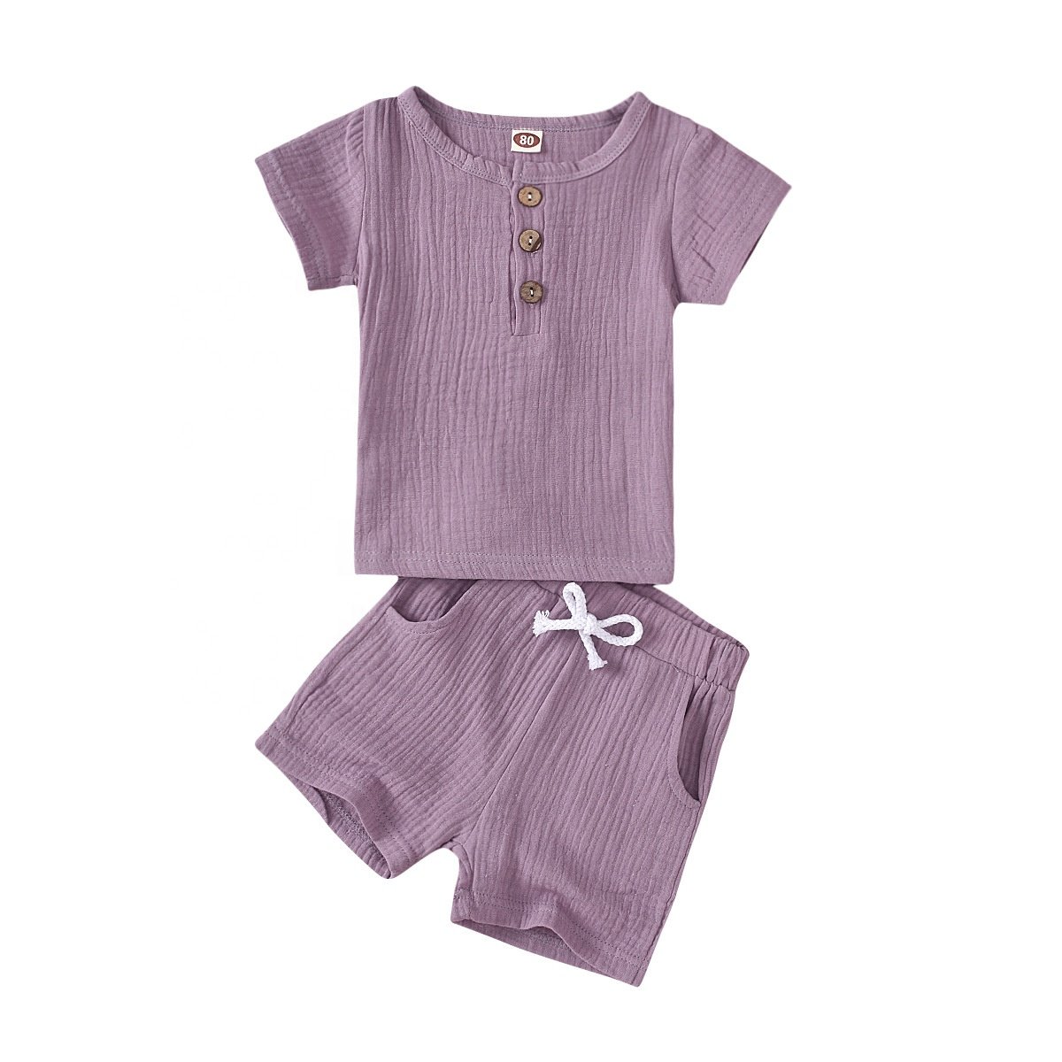 OEM Wholesale 100% Organic Cotton Muslin Pajama 2 Piece Kids Plain Pyjamas Short Soft Sleepwear Boys Girls Pajamas Pyjamas Kids
