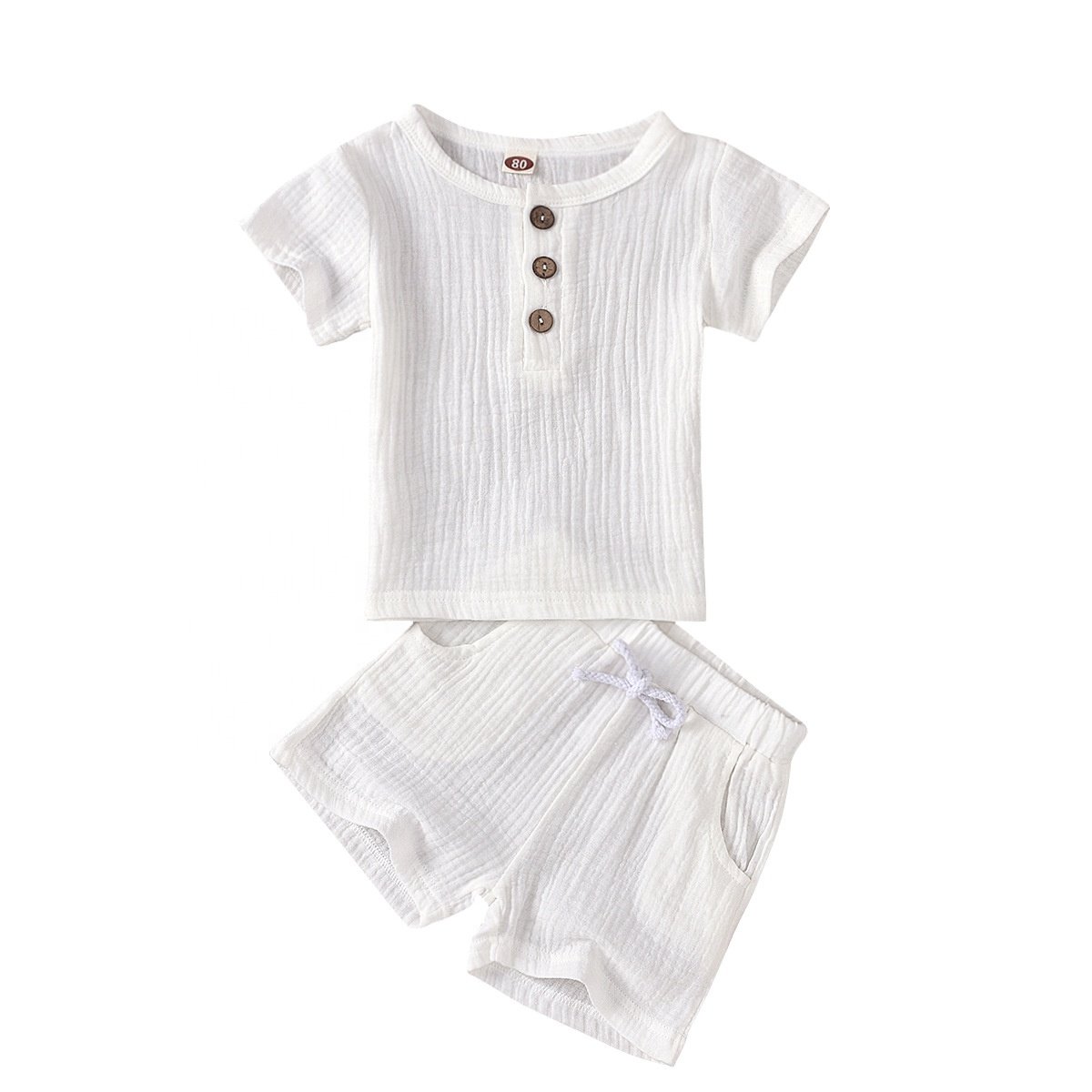 OEM Wholesale 100% Organic Cotton Muslin Pajama 2 Piece Kids Plain Pyjamas Short Soft Sleepwear Boys Girls Pajamas Pyjamas Kids