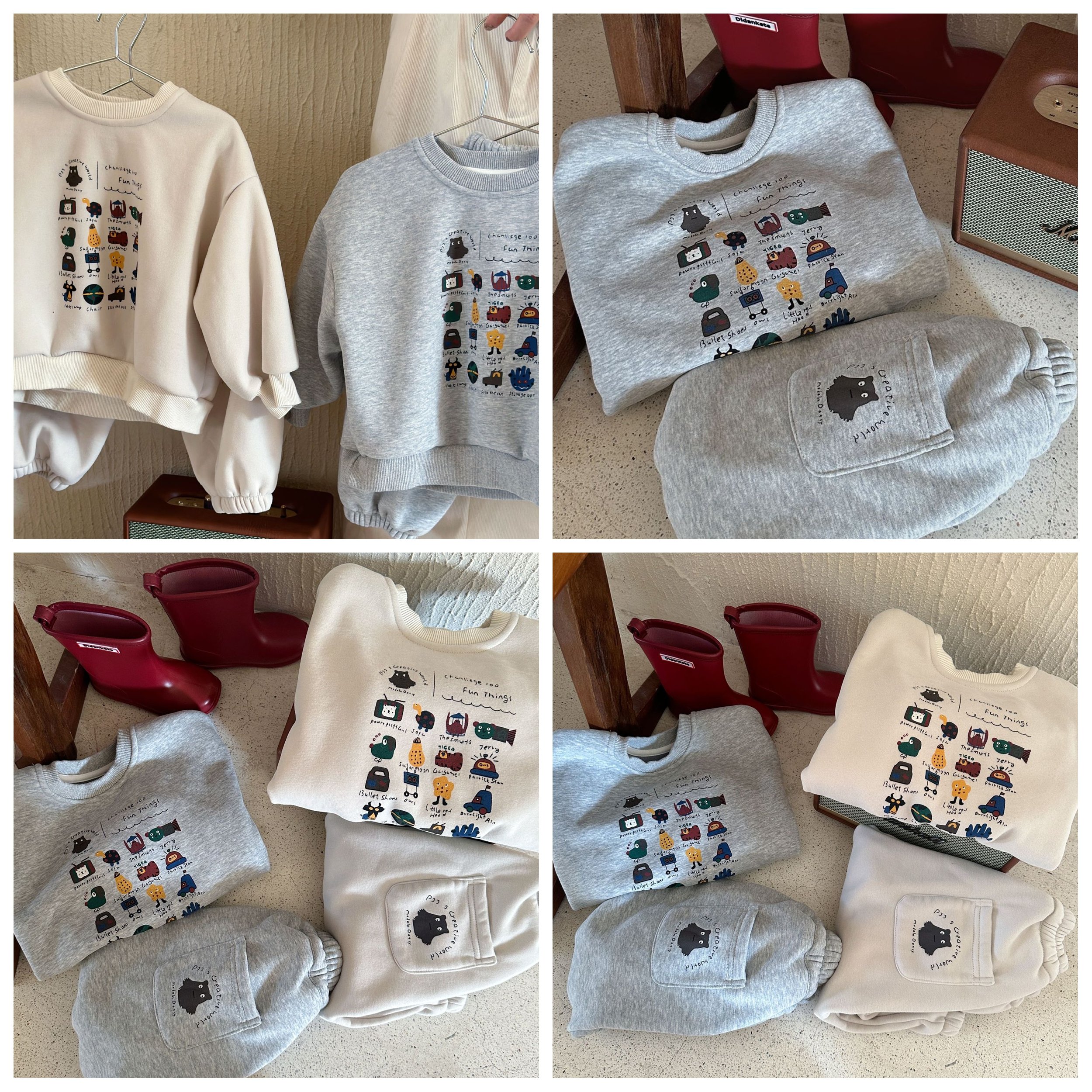 Custom Autumn kids sweatsuit sets Fashion Letter Print two piece sweater pants set Sweatshirts Casual toddler boys clothing sets