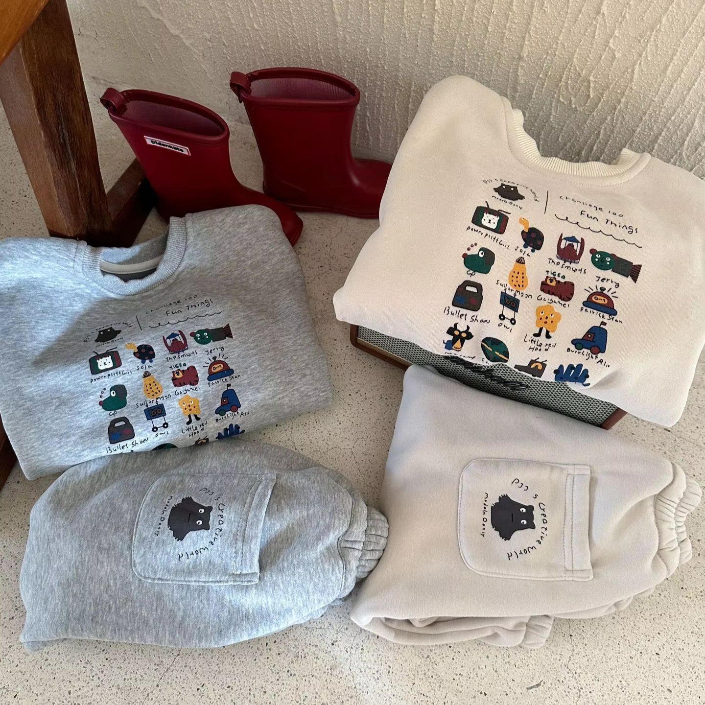 Custom Autumn kids sweatsuit sets Fashion Letter Print two piece sweater pants set Sweatshirts Casual toddler boys clothing sets
