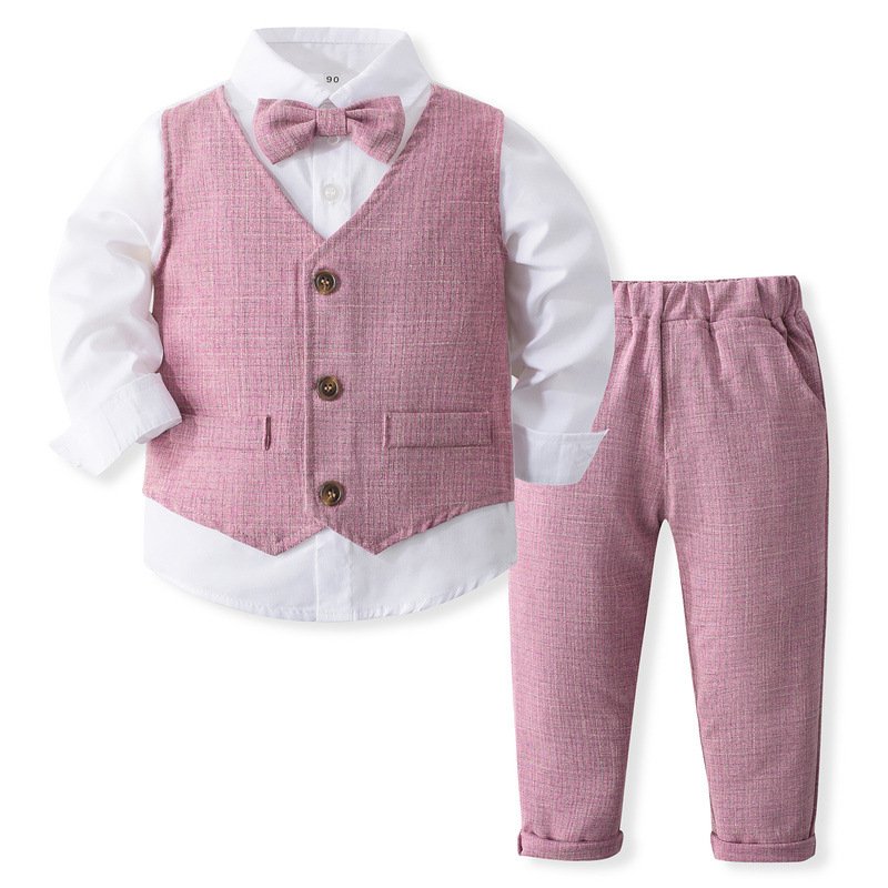 New Baby Boys Autumn Clothes 1 to 6 Years Gentleman Boy Children Birthday Party Dress Long Sleeved Clothing 3Pcs Set