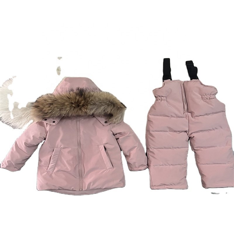 New Baby Kids Windproof Snowsuit Winter Clothes Toddler Snow Pants And Jacket Girls Down Cotton Hooded Coat Baby Clothes Sets