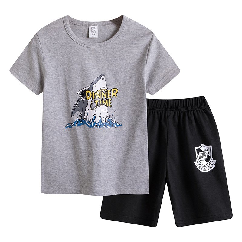 Wholesale big Boys Clothes suit Short Sleeve Children's Cotton Shorts T Shirt Set for 4 - 10 years