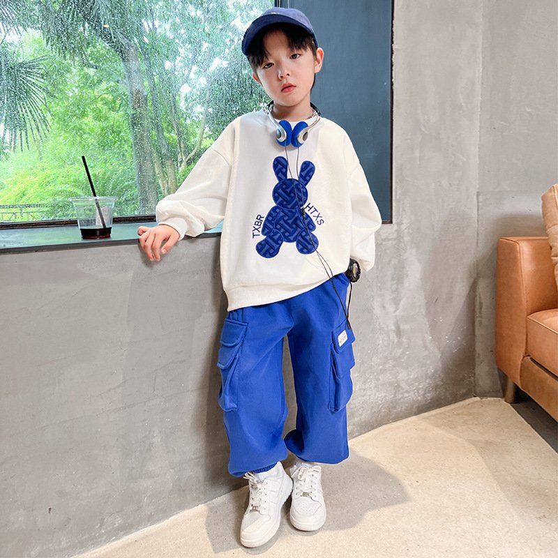 Boy rabbit autumn suit 2023 new loose children's clothes two sets for children