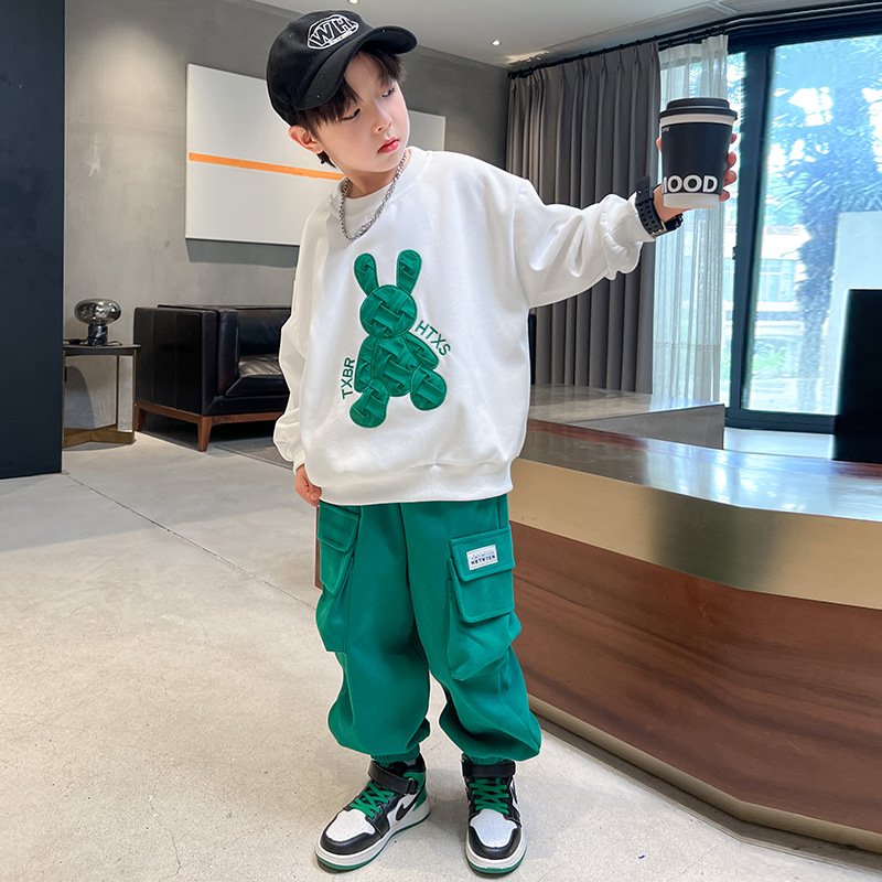 Boy rabbit autumn suit 2023 new loose children's clothes two sets for children