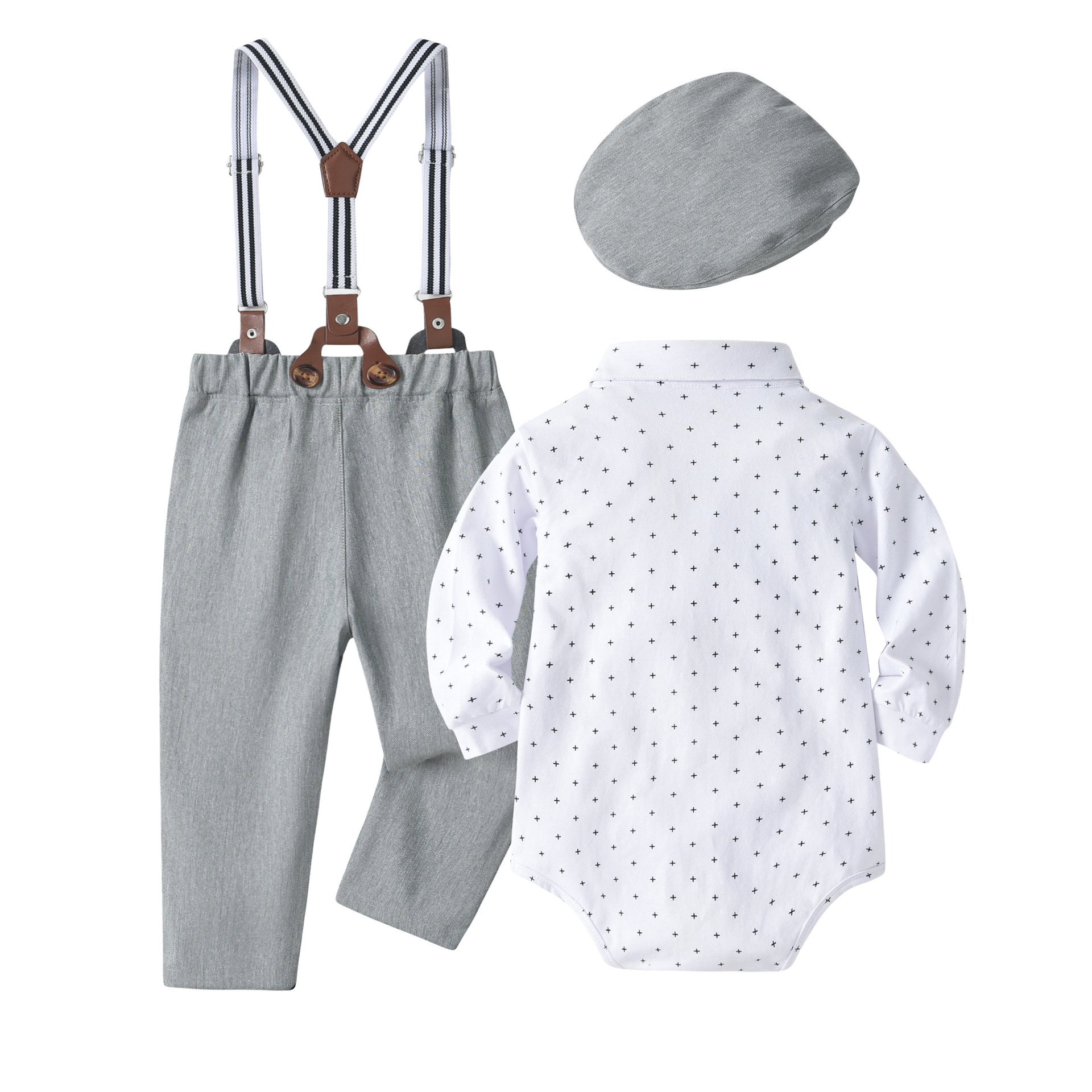 Toddler Baby Boys Gentleman Clothes Suits Infant boy romper Pants With Hat 3pcs clothes set Fashion baby formal party Clothes