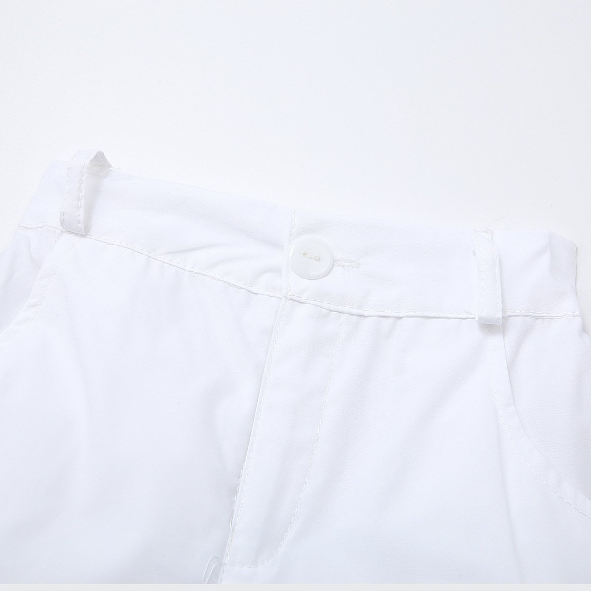 Hot sale kid suits button shirts short sleeve shorts two pieces O-neck pocket plain summer cotton fabric boy children sets