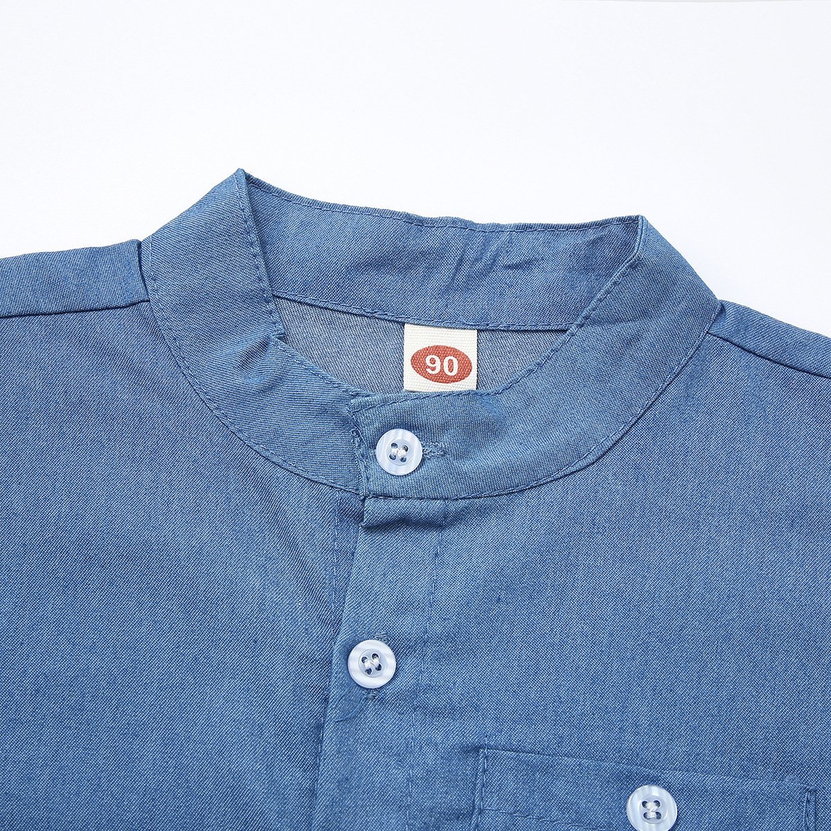 Hot sale kid suits button shirts short sleeve shorts two pieces O-neck pocket plain summer cotton fabric boy children sets