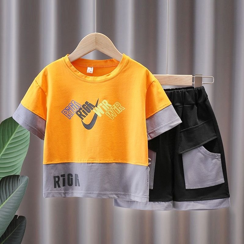 2024 Popular Summer Cotton Solid Children Clothes Short Sleeve Button boys clothing Pure Color Shorts Baby boys clothing sets