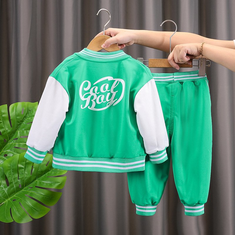 OEM Long Sleeve Baby Baseball Uniform 2 Piece Set Autumn Boy Jacket Pants Casual Boys clothing set