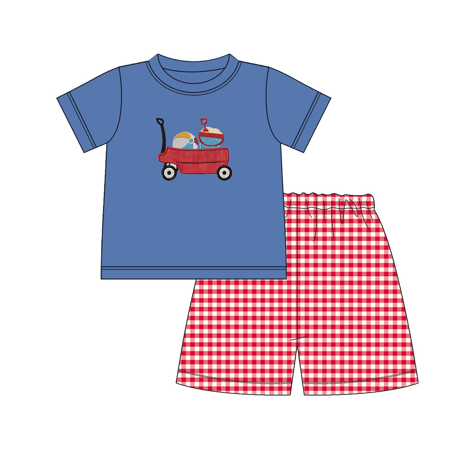 Wholesale kids boutique outfits 2pcs short sleeve shirt and bottom pants baby boys clothing sets