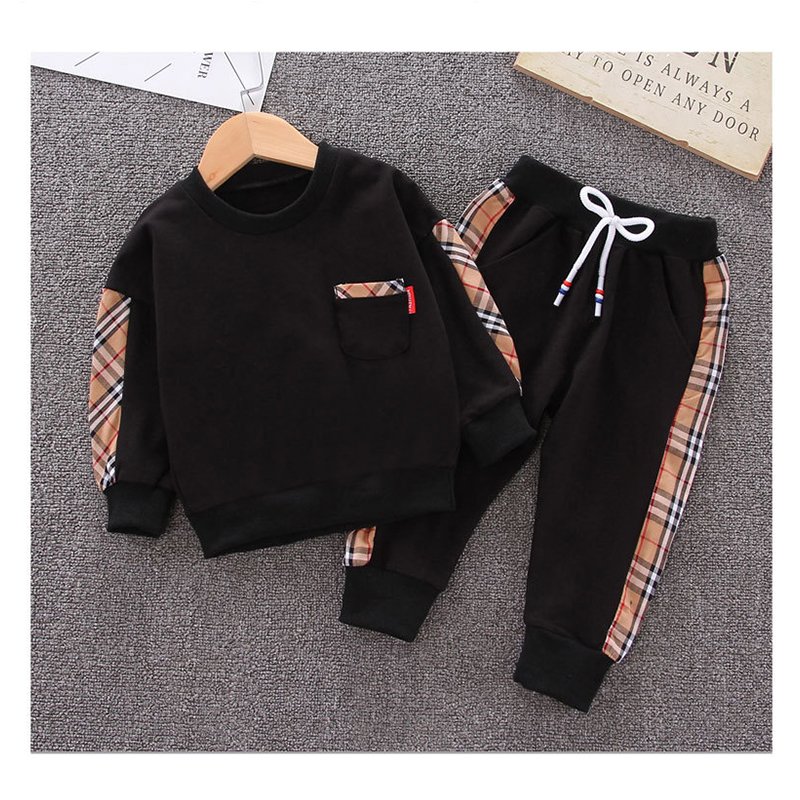 Luxury Autumn long-sleeved plaid and sweatsuit for baby boys hot seller toddle new clothes for newborn kids