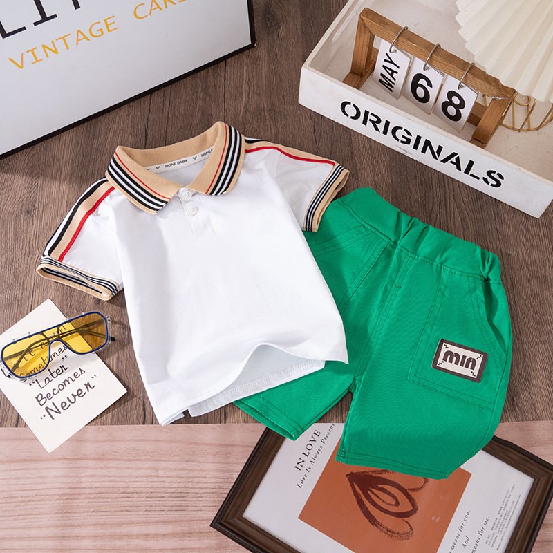 Bulk Sale Kids Tshirt and Shorts Clothes Suit Ready To Ship Cotton Little Boys Clothing Sets