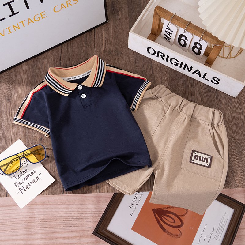 Bulk Sale Kids Tshirt and Shorts Clothes Suit Ready To Ship Cotton Little Boys Clothing Sets