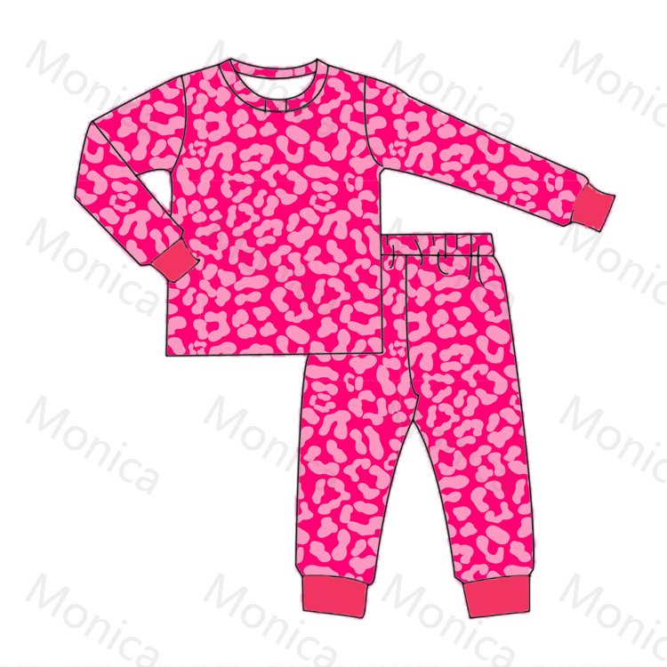 LZ2022 Wholesale Kids Valentine's Day Pyjamas Milk Silk Heart Print O-neck 2 Pieces Pjs Homewear Sets