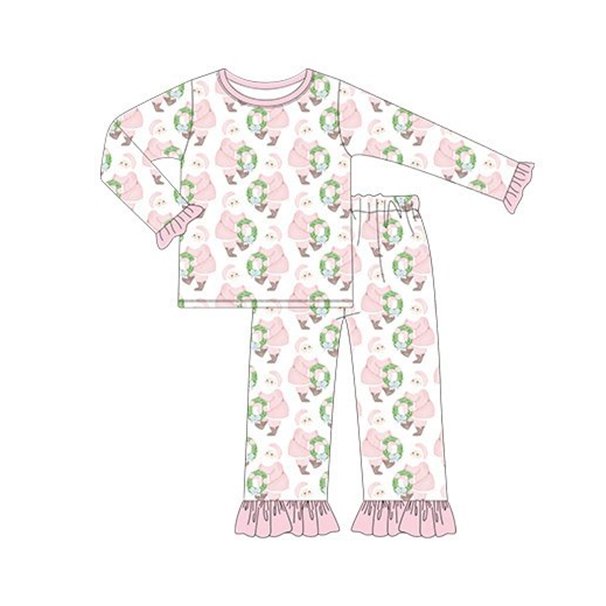 Preorder boutique Christmas santa print kids boys girls outfits kids pajamas sleepwear sibling children's clothing styles