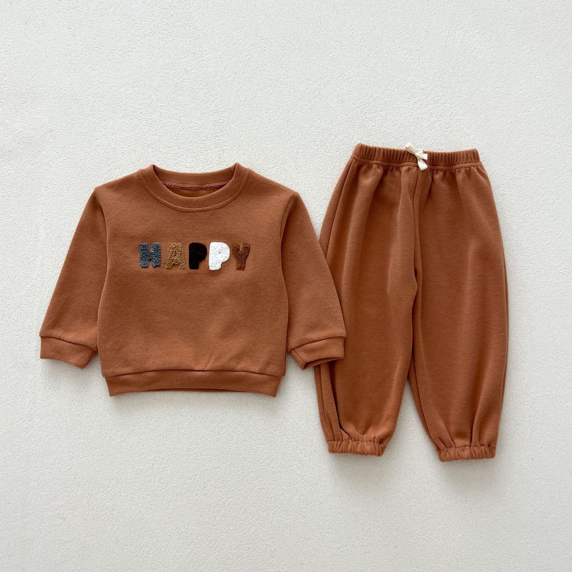 Spring Autumn Baby Boys Casual Clothes Set New Born Girls Cotton Long Sleeve Top+Pants