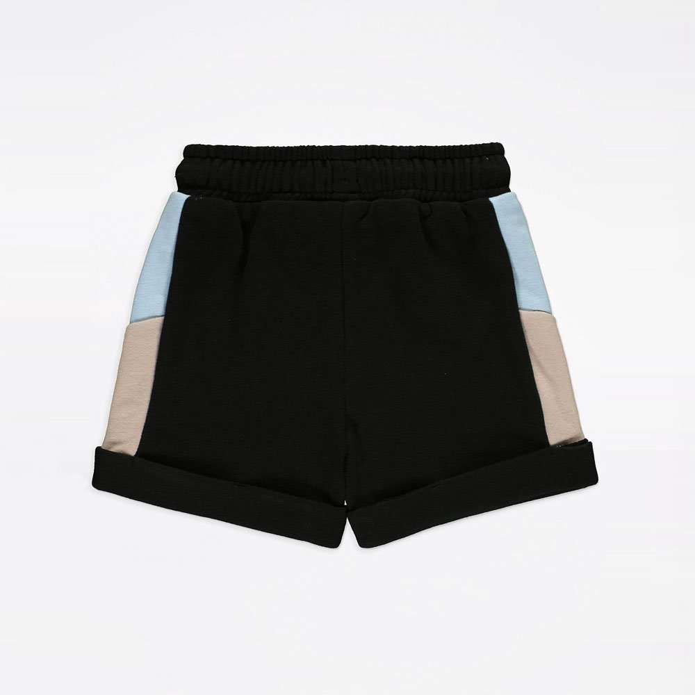Latest 2025 Black Color Block T-Shirt and Shorts Outfits / Custom Made Logo Kids Clothing Sets Fashion 2pcs Kids Clothes Set