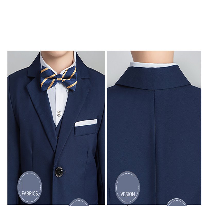 Wholesale Gray Striped Small Children'S Dress Flower 3 Pieces Sets Performance Formal Boy'S Suit