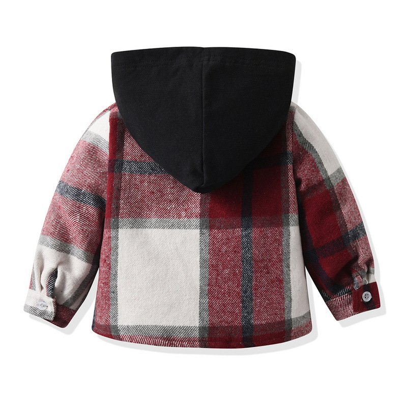 Latticed Print Long Sleeve Hooded And Pants 2pcs Set Spring Sport Kids Tracksuits Casual Pants For Kids Boys Outfit