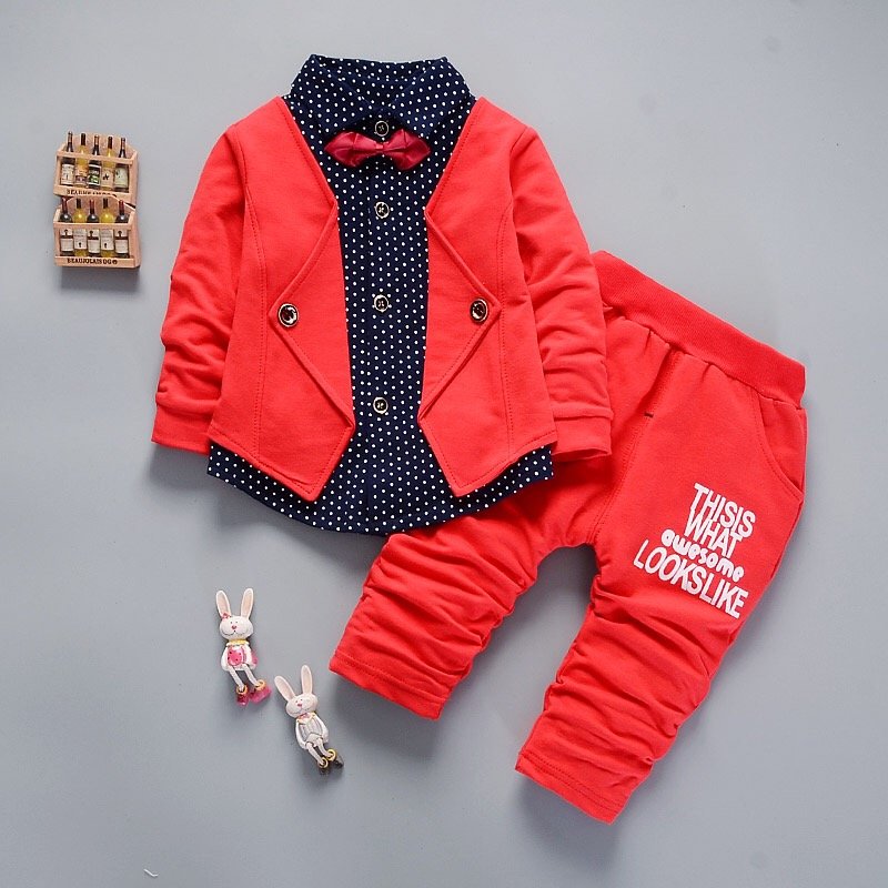 Boys Clothing Sets Autumn Kids Boy Clothes Suit Long Sleeve Shirts+pants 2PCS Children Gentleman Boy Outfits Set