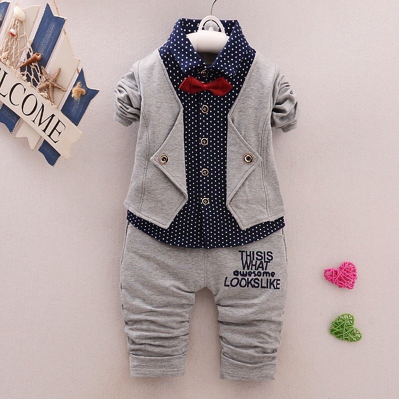 Boys Clothing Sets Autumn Kids Boy Clothes Suit Long Sleeve Shirts+pants 2PCS Children Gentleman Boy Outfits Set