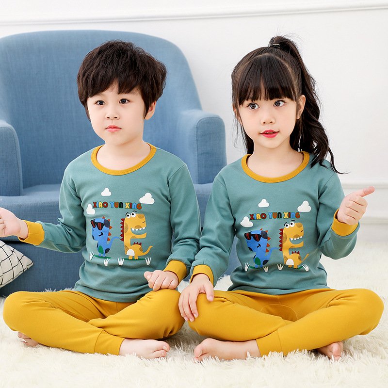 Children's pure cotton underwear set, baby autumn and winter long sleeved pants two-piece set