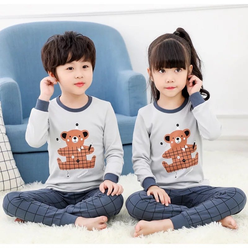 Children's pure cotton underwear set, baby autumn and winter long sleeved pants two-piece set