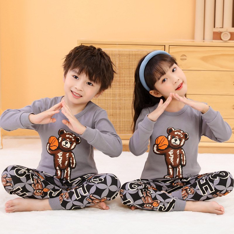 Children's pure cotton underwear set, baby autumn and winter long sleeved pants two-piece set