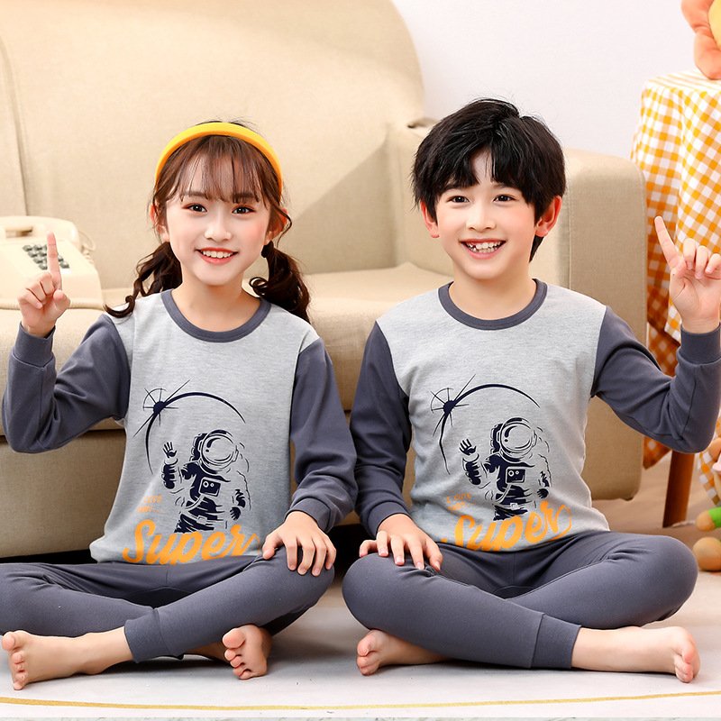Children's pure cotton underwear set, baby autumn and winter long sleeved pants two-piece set