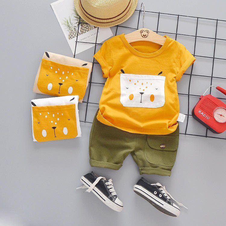 Wholesale Summer Children's Clothing Sets for Boys Casual T-Shirt and Shorts Suit Cotton Fabric Printed Pattern ODM Supply