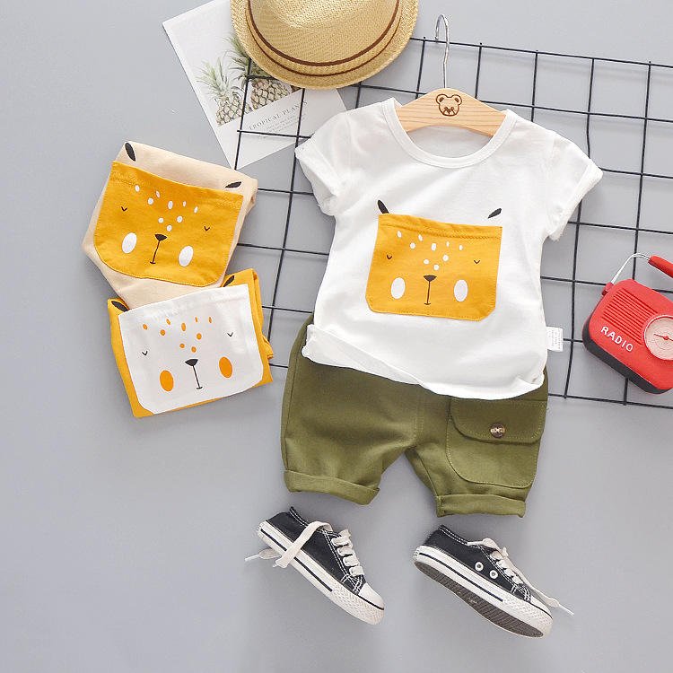 Wholesale Summer Children's Clothing Sets for Boys Casual T-Shirt and Shorts Suit Cotton Fabric Printed Pattern ODM Supply