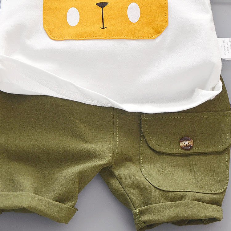 Wholesale Summer Children's Clothing Sets for Boys Casual T-Shirt and Shorts Suit Cotton Fabric Printed Pattern ODM Supply