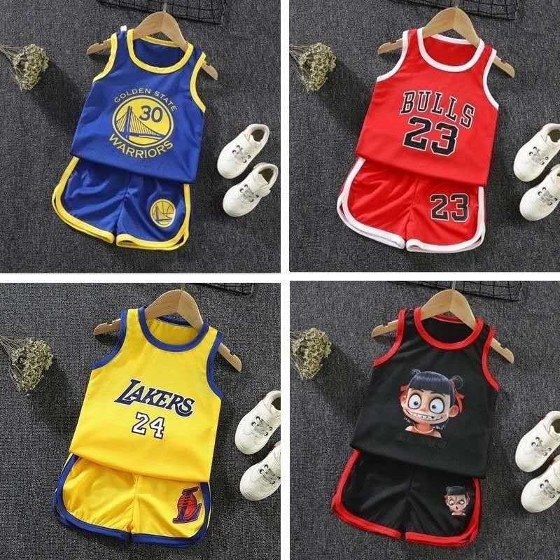 Wholesale custom children summer sport short sleeve shorts set boys and girls vest set