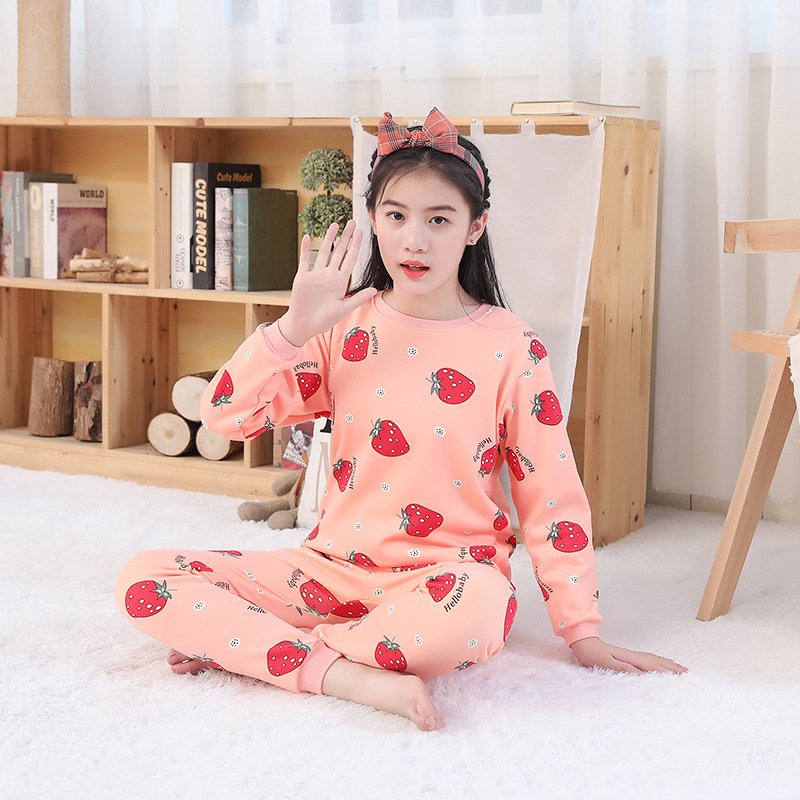 3-16 years old thermal underwear set plus velvet thickening boys autumn and winter girls pajamas striped children's wear