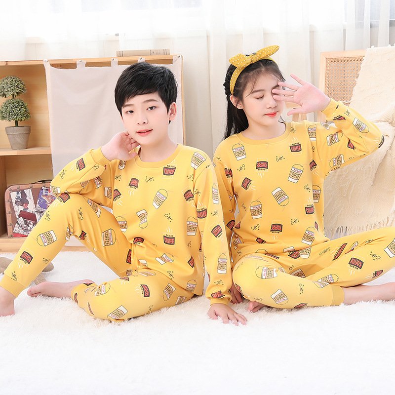 3-16 years old thermal underwear set plus velvet thickening boys autumn and winter girls pajamas striped children's wear