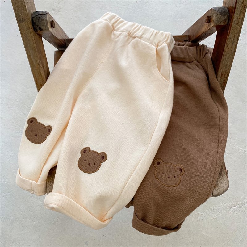 Winter warm children bear Unisex top kid Casual sweater cotton Pants baby boy clothing set