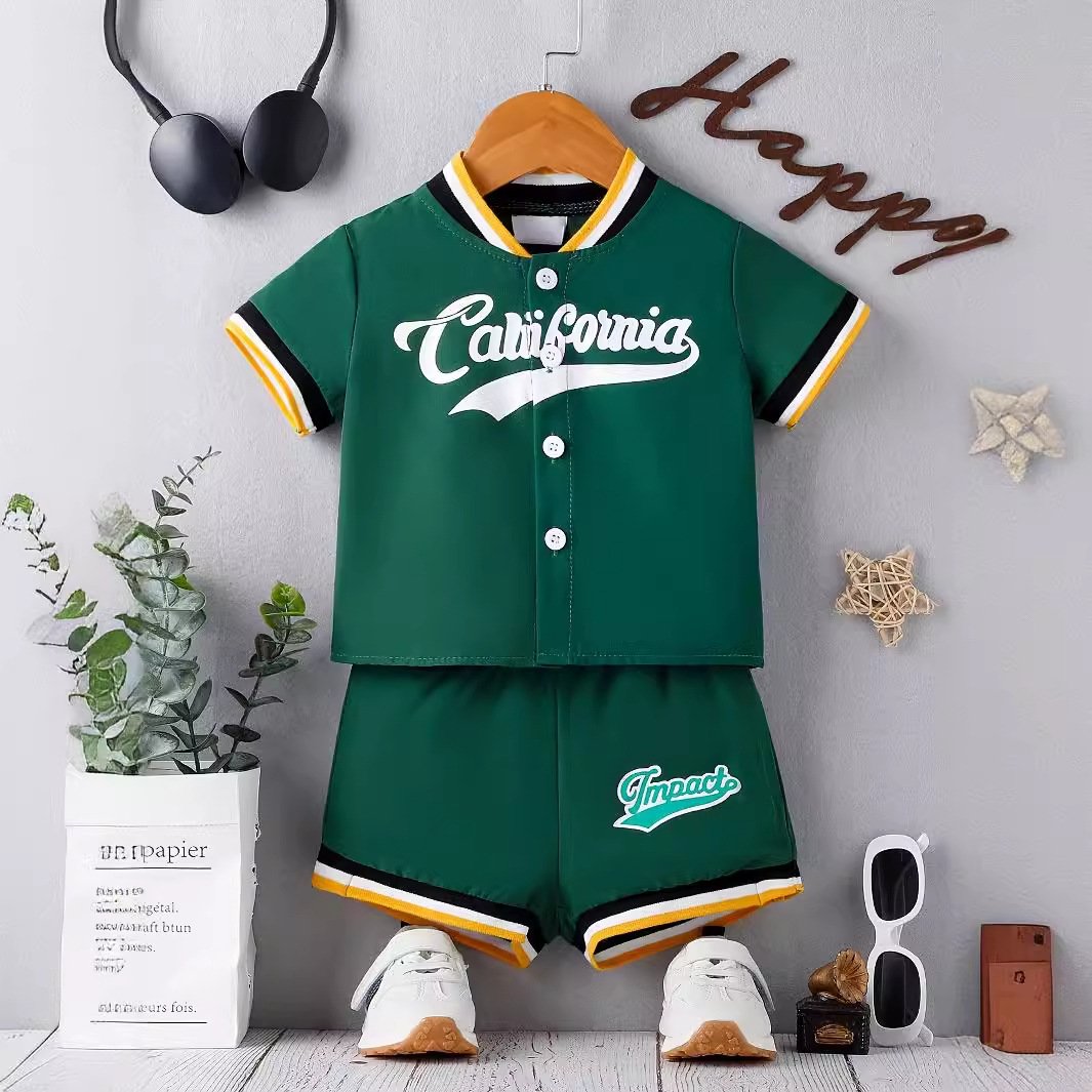 summer new ins cross-border e-commerce foreign trade hot-selling sports boy clothing street super cool three-piece suit