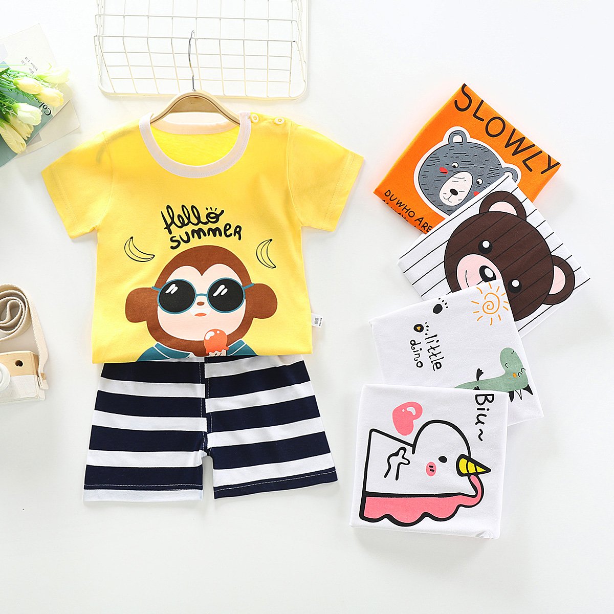 Summer Vest Kids Boys 2pcs Clothing Set Children's Assorted Suits T-shirt+Shorts