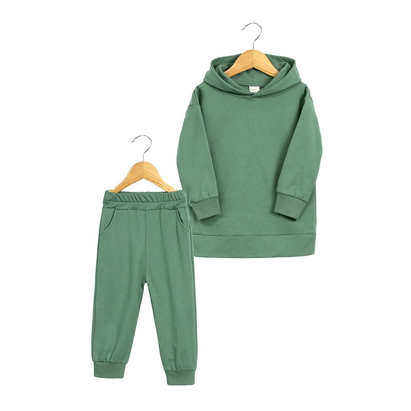Custom Embroidery Cotton Kids Jogger Hoodies Sets Pullover Tracksuit Children Clothing High Quality 2piece Kids Sweatsuit Sets